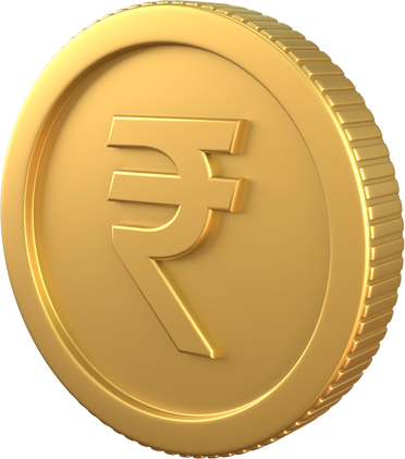 Indian Rupee Currency Symbol on Gold Coin 3D Render Illustration