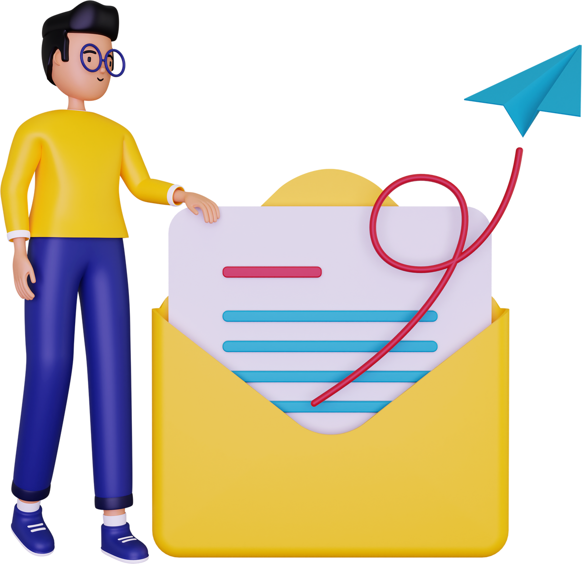 Man Sending Mail 3D Illustration